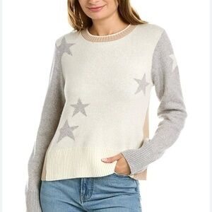 Splendid Mally Colorblock Star Knit Pullover Sweater Women’s Size XS Cream Gray